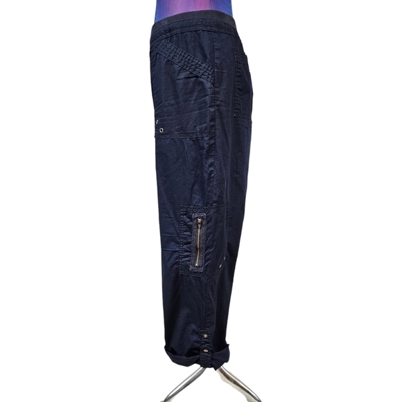 Chico's Navy Y2K Convertible Cargo Pants Size 12 Women's Chico's Size 2 P24 - Picture 6 of 10